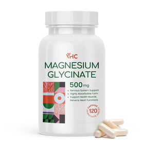 Flacon de VHC Magnésium Glycinate 500mg face avant