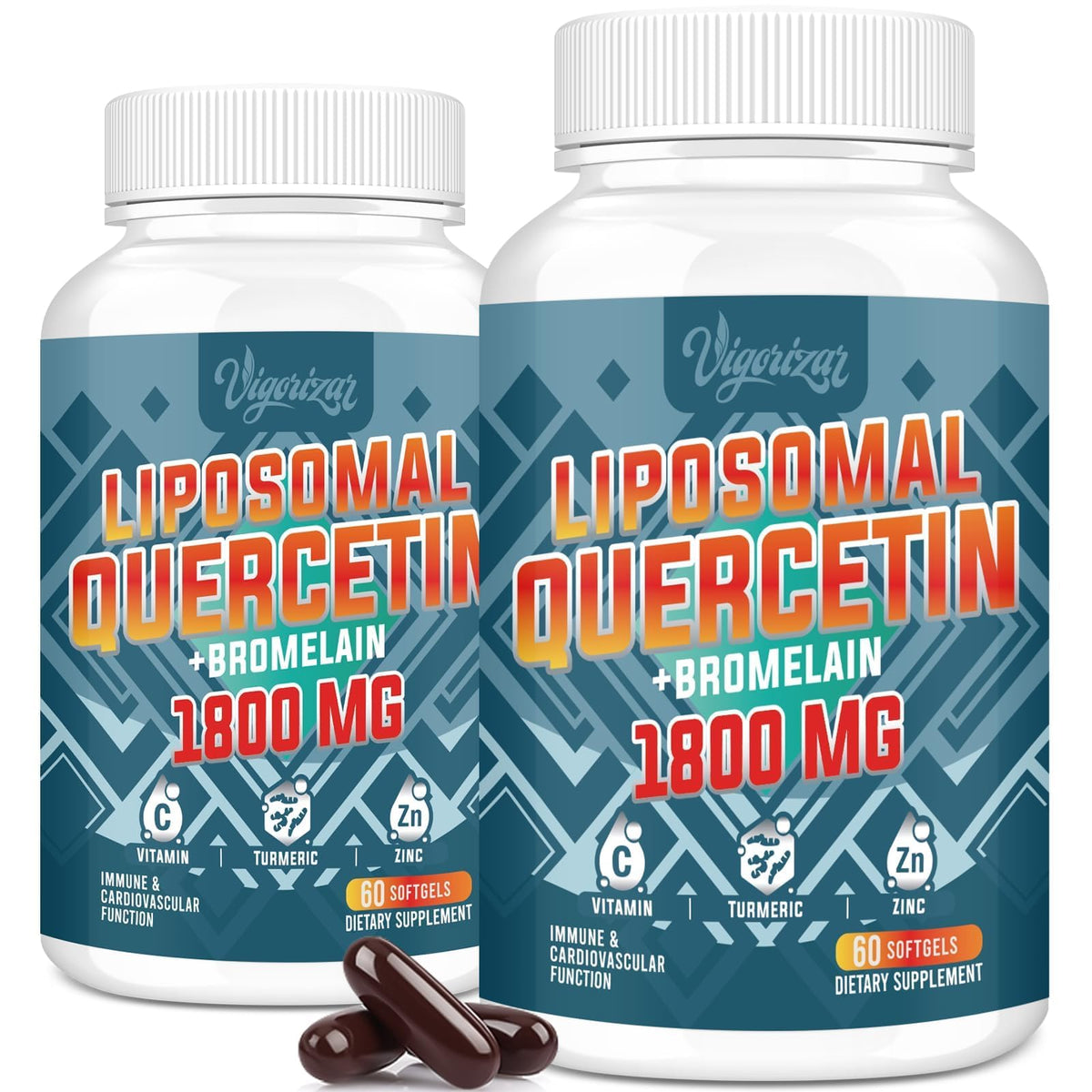 Flacon de Vigorizar Quercétine Liposomale 1600 mg avec 120 gélules