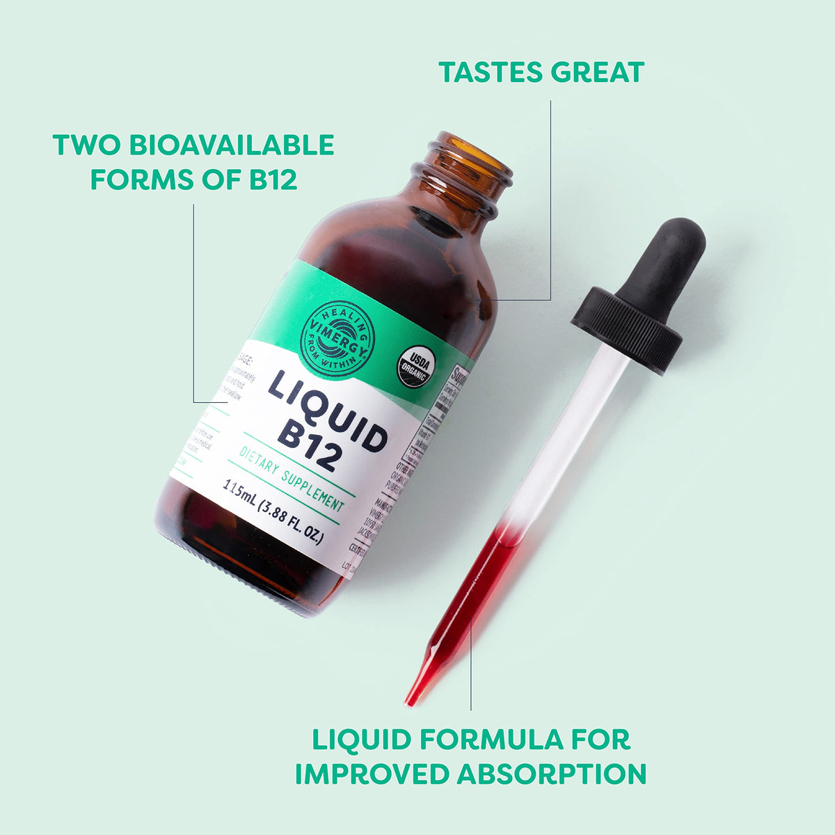 Flacon de Vimergy B12 Liquide avec goutte à goutte