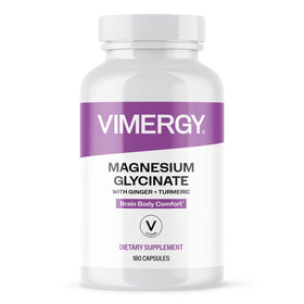 Flacon de Vimergy Magnésium Glycinate 180 capsules vue de face