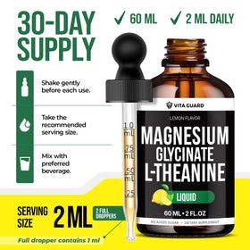 Flacon de Vita Guard Gouttes de Magnésium Glycinate dans un environnement naturel