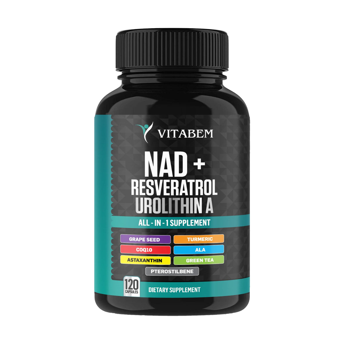Flacon de Vitabem Complément Alimentaire NAD+ 300 mg avec 120 capsules