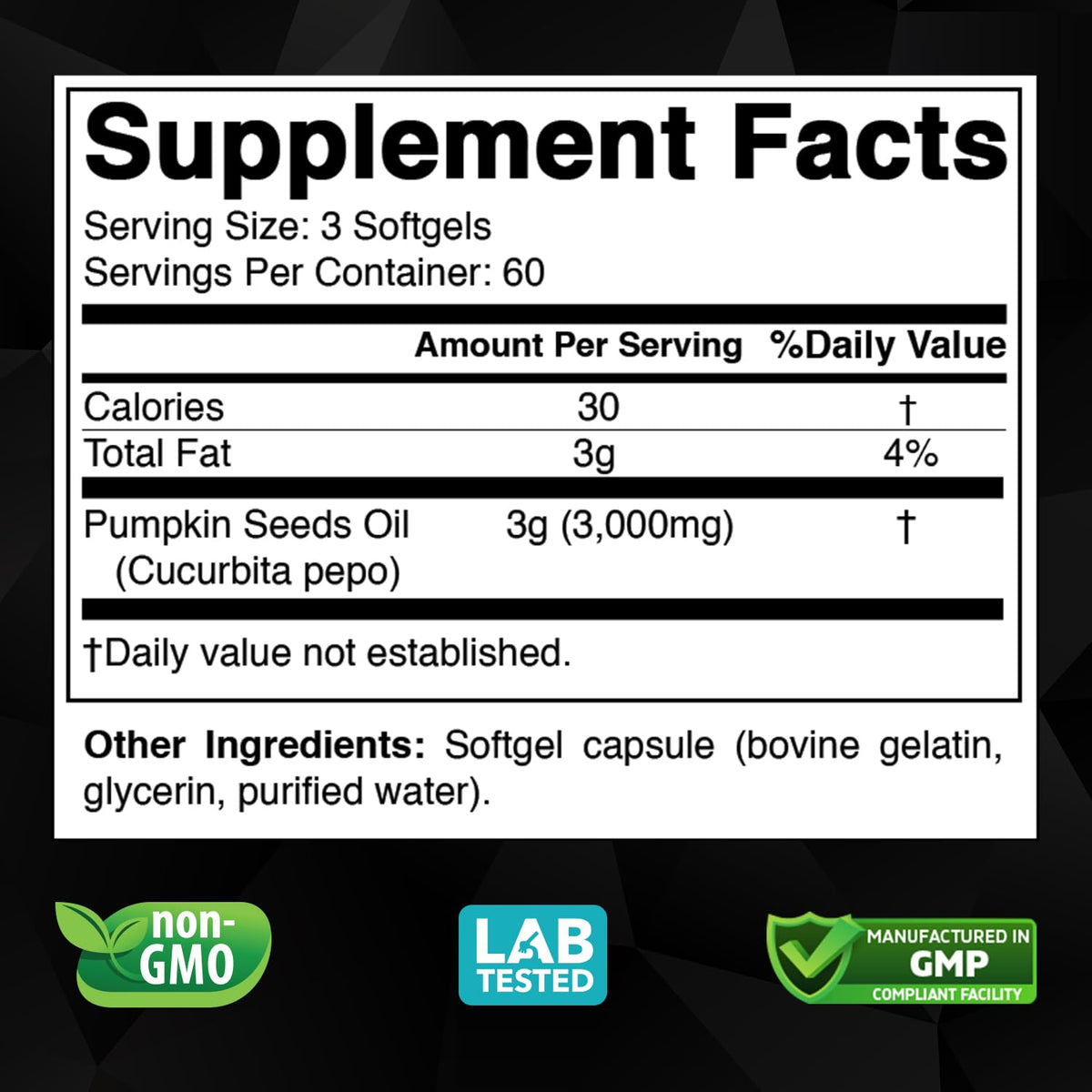 Flacon de Vitabod Huile de Graines de Courge 3000 mg avec étiquette