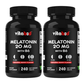Flacon de Vitabod Melatonin 20 mg avec Vitamine B6, 240 comprimés
