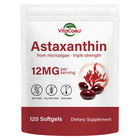 Flacon de VitaCoeur Astaxanthine 12mg avec 120 gélules