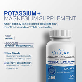 Flacon de VITAJAX Potassium Magnésium 1000mg avec étiquette