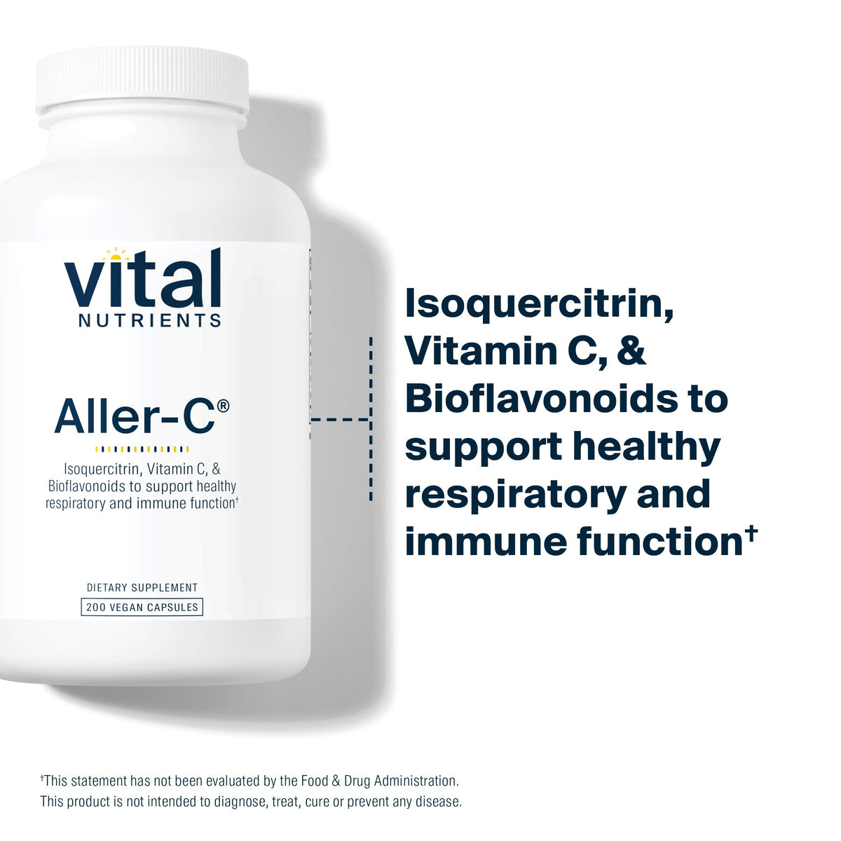 Flacon de Vital Nutrients Aller-C sur une table en bois