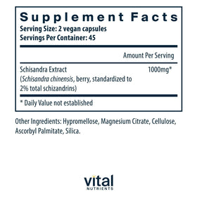 Flacon de Vital Nutrients Extrait de Schisandra avec étiquette
