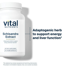 Flacon de Vital Nutrients Extrait de Schisandra sur une table en bois