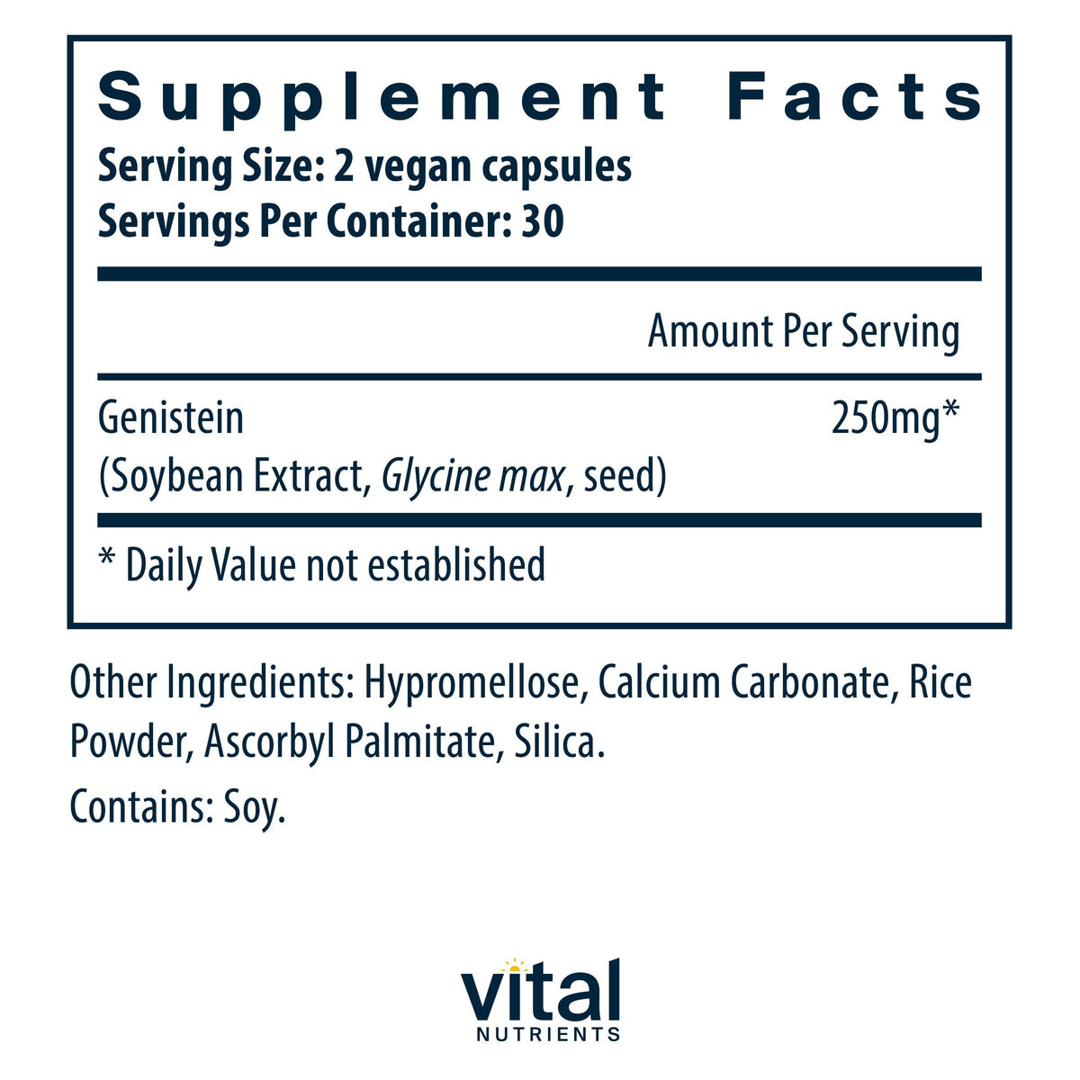 Flacon de Vital Nutrients Genistein avec étiquette