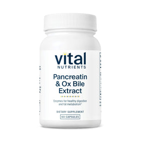 Flacon de Vital Nutrients Pancreatin & Ox Bile Extract 500mg 60 capsules