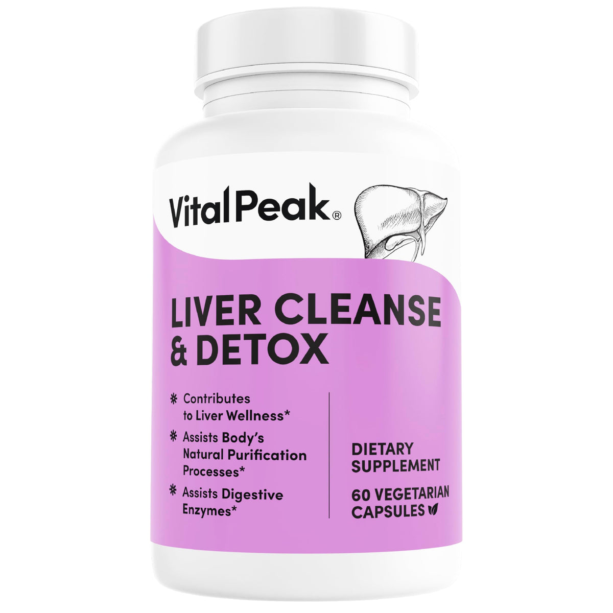Flacon de Vital Peak Détox Foie 60 capsules vue avant