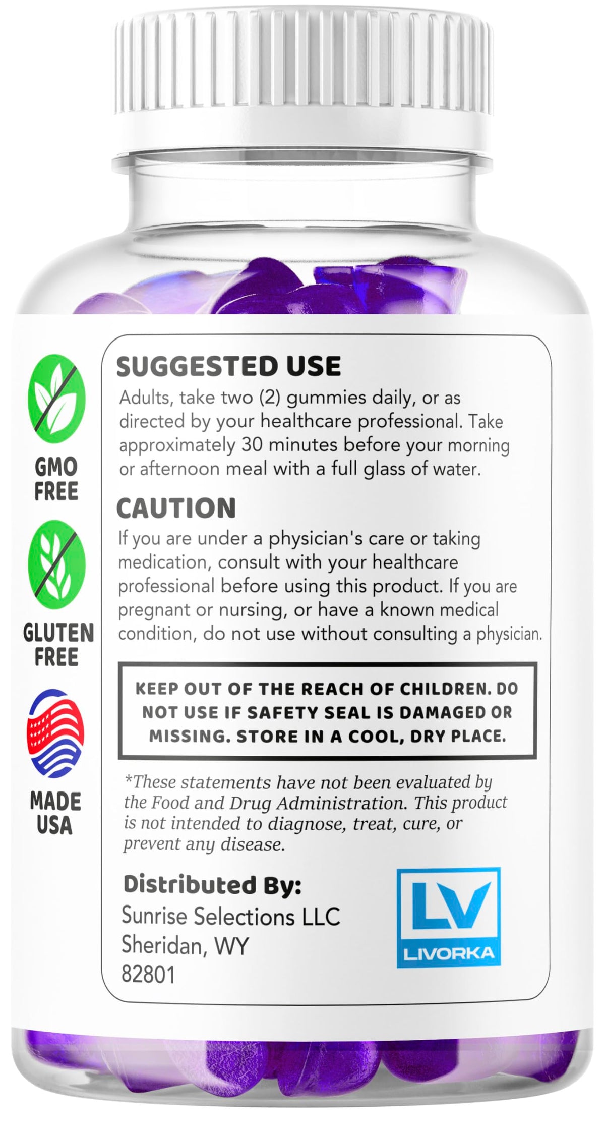 Flacon de Vital support XL Gummies avec étiquette visible
