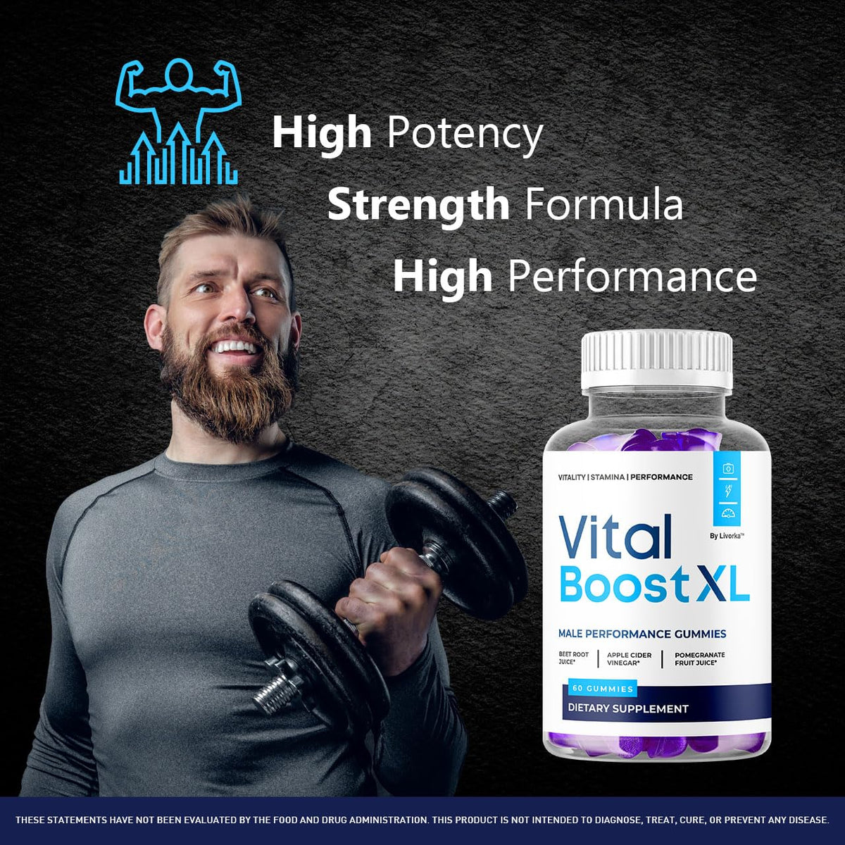 Flacon de Vital support XL Gummies ouvert montrant les gummies
