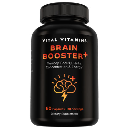 Flacon de Vital Vitamins Brain support Plus 91g vue de face