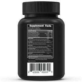 Flacon de Vital Vitamins Brain support Plus avec des accessoires de bureau