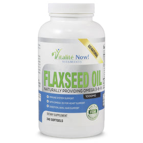 Flacon de Vitalité Now! Huile de Lin Bio 1000mg 240 gélules vue avant