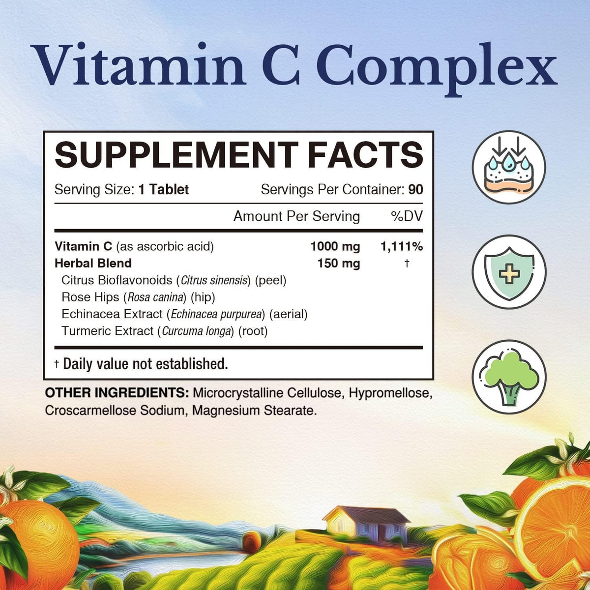 Flacon de Vitalitown Complexe de Vitamine C 1000mg avec étiquettes