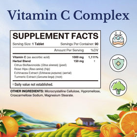 Flacon de Vitalitown Complexe de Vitamine C 1000mg avec étiquettes