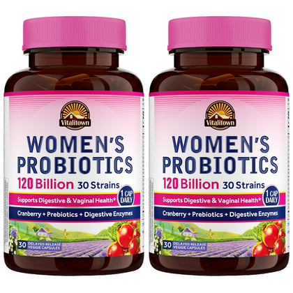 Flacon de Vitalitown Probiotiques pour Femmes 120 Milliards CFU vue de face