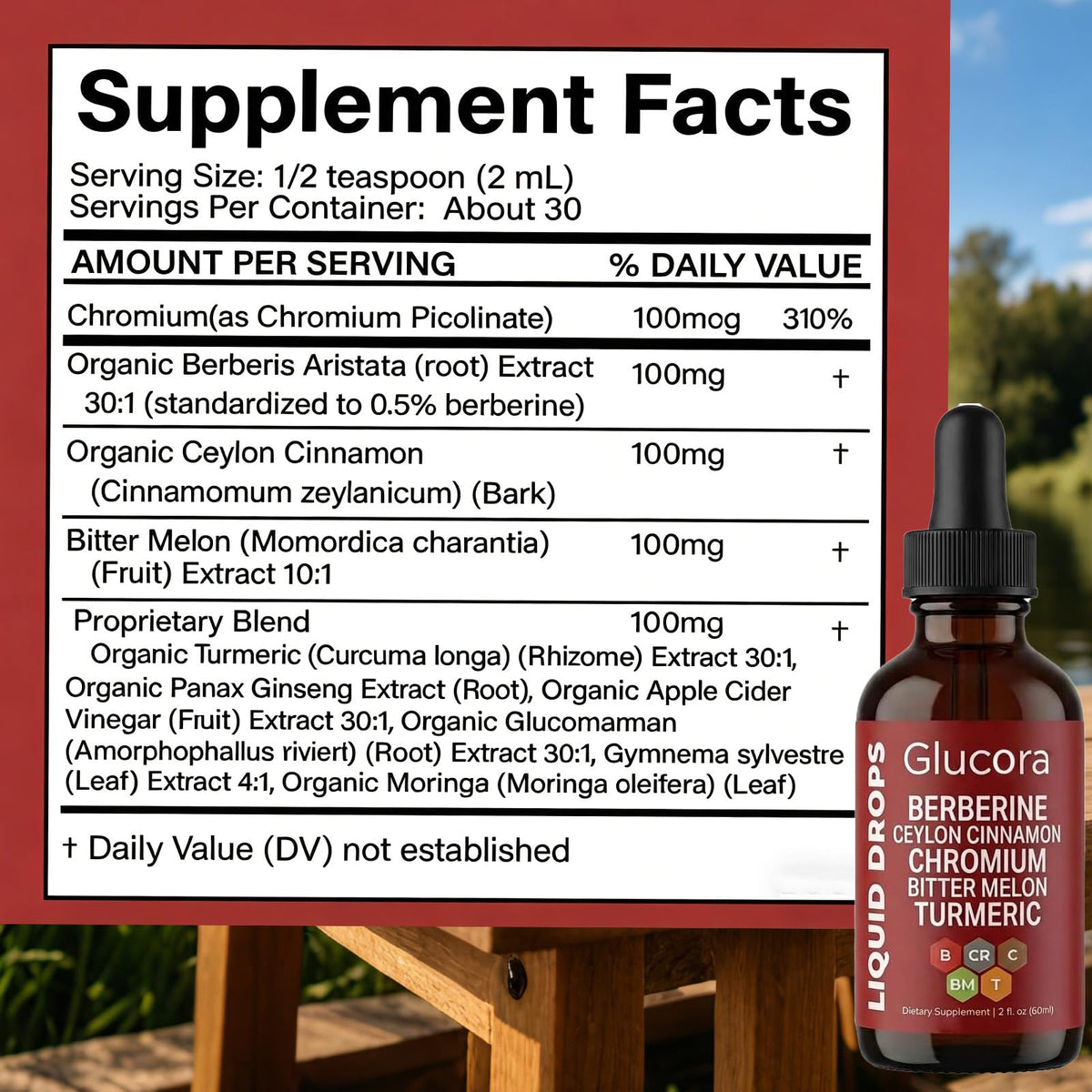 Flacon de vitalleap Glucora Berberina Liquide 60 ml avec étiquette visible