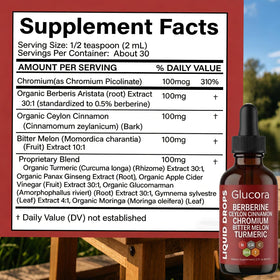 Flacon de vitalleap Glucora Berberina Liquide 60 ml avec étiquette visible