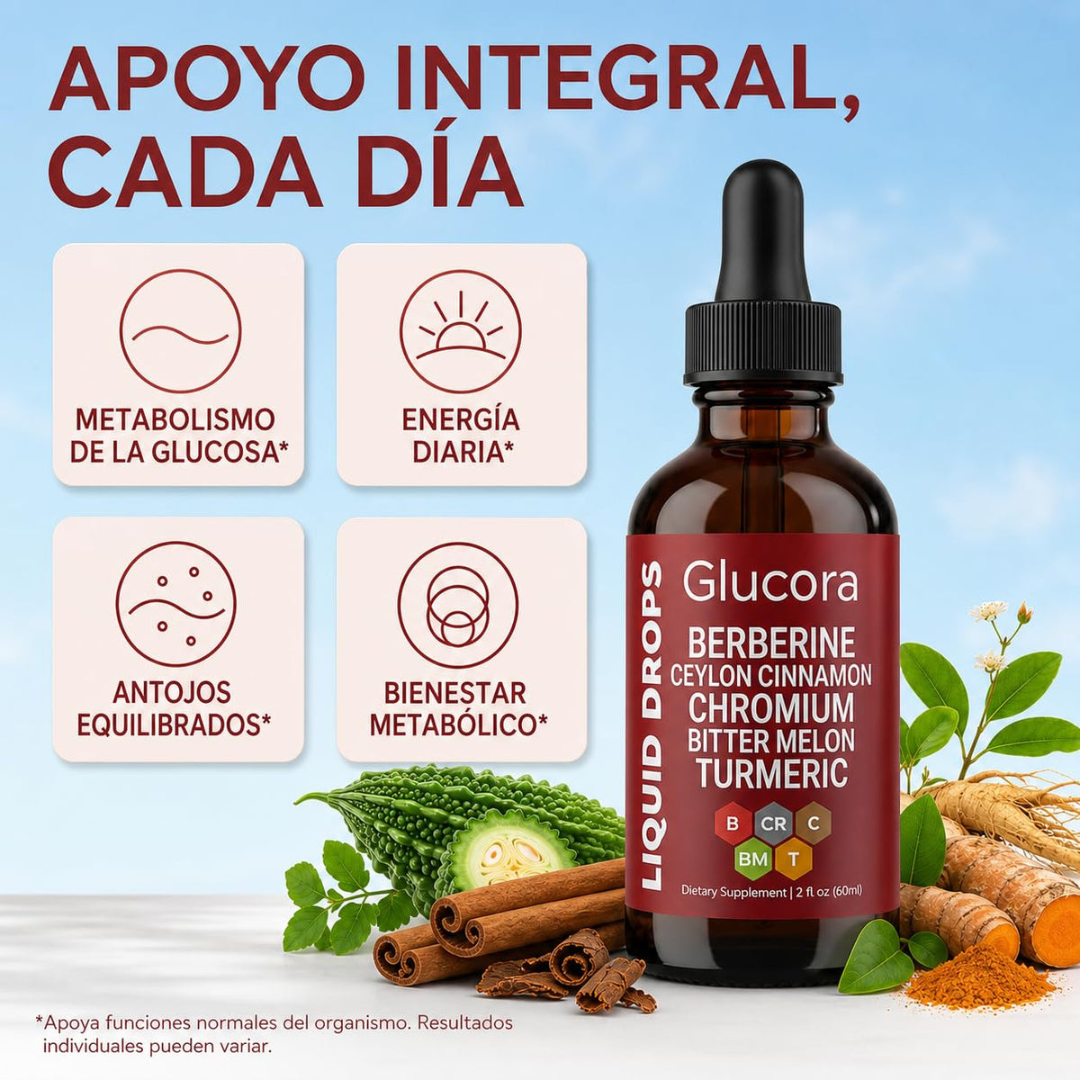 Flacon de vitalleap Glucora Berberina Liquide avec des ingrédients naturels