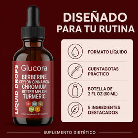 Flacon de vitalleap Glucora Berberina Liquide sur fond blanc
