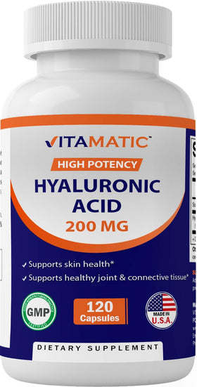 Flacon de Vitamatic Acide Hyaluronique 200 mg avec capsules végétales