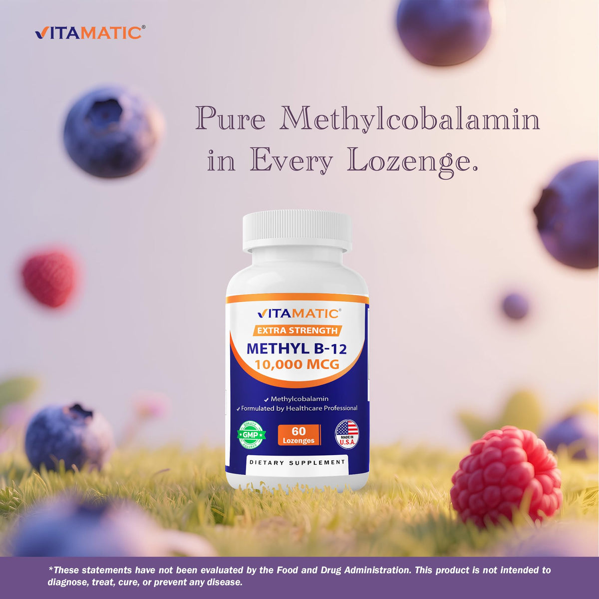 Flacon de Vitamatic B12 sur fond blanc