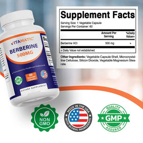 Flacon de Vitamatic Berberine 500mg avec étiquette