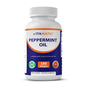 Flacon de Vitamatic Gel d'Huile de Menthe Poivrée 180 gélules