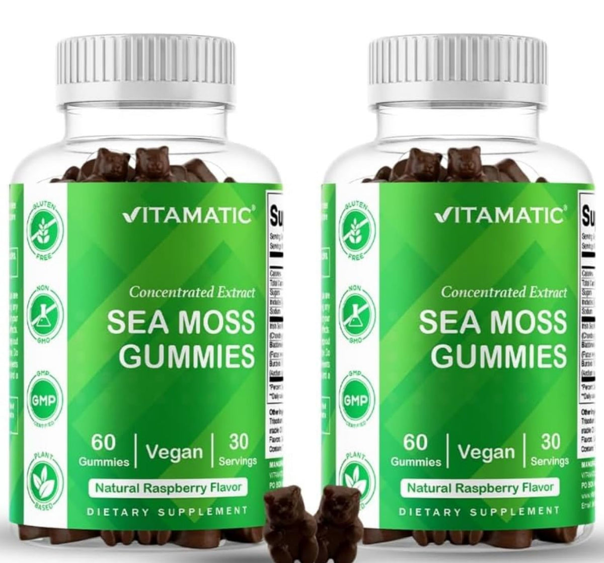 Flacon de Vitamatic Gummies Mousse Marine 60 Gummies vue de face