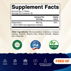 Flacon de Vitamatic Lactate de Magnésium 2000mg avec étiquette