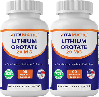 Flacon de Vitamatic Orotate de Lithium 20mg, vue de face