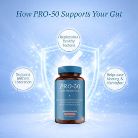 Flacon de Vitamin Bounty Pro-50 Probiotique avec capsules à côté