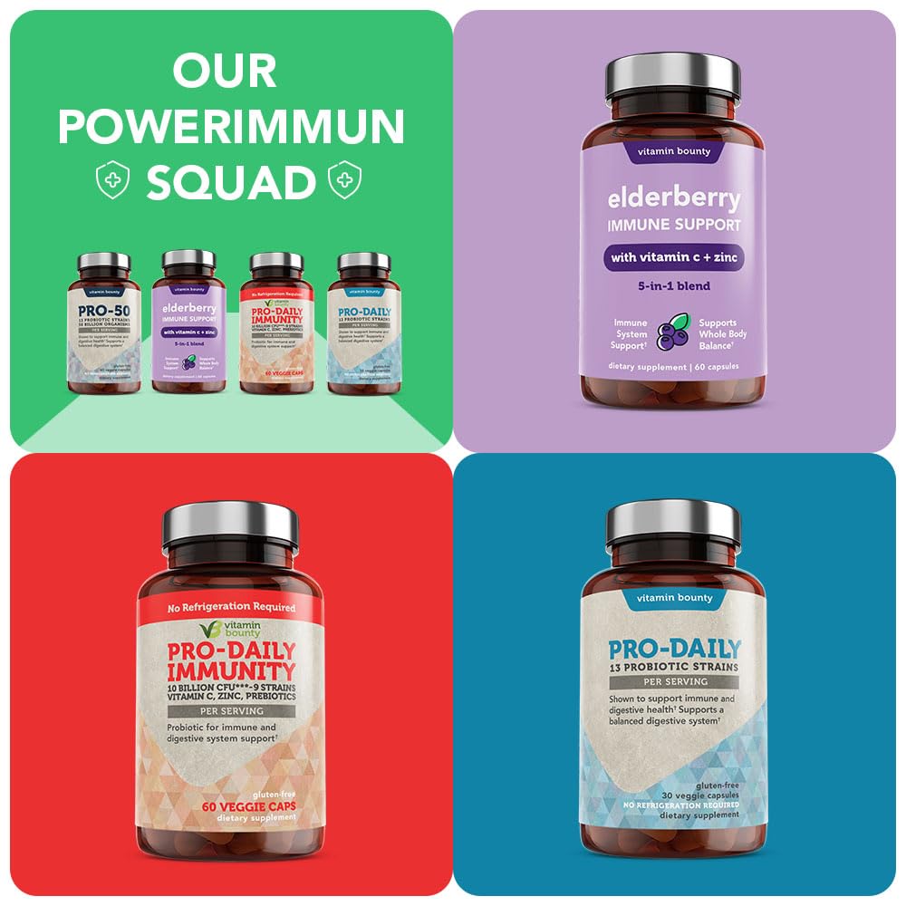 Flacon de Vitamin Bounty Pro-50 Probiotique sur une table en bois