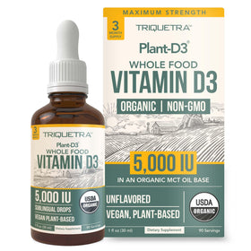 Flacon de Vitamin D3 Vegan 5000 IU Triquetra Health avec gouttes