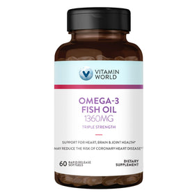 Flacon de Vitamin World Huile de Poisson Omega 3 Triple Force 1360 mg