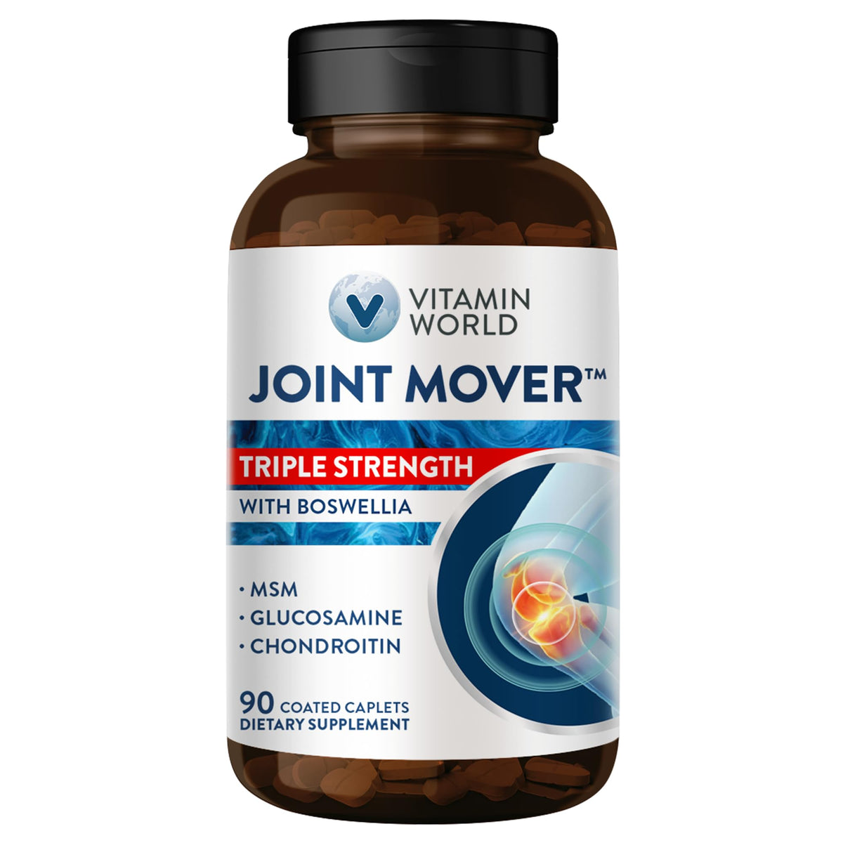 Flacon de Vitamin World Triple Strength Joint Mover 1500 mg Glucosamine