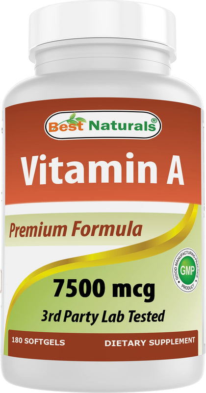 Flacon de Vitamine A Best Naturals 180 gélules molles