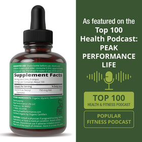 Flacon de vitamine A bio Peak Performance avec étiquette visible