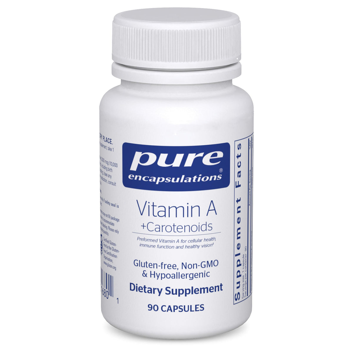 Flacon de Vitamine A + Caroténoïdes Pure Encapsulations 90 capsules