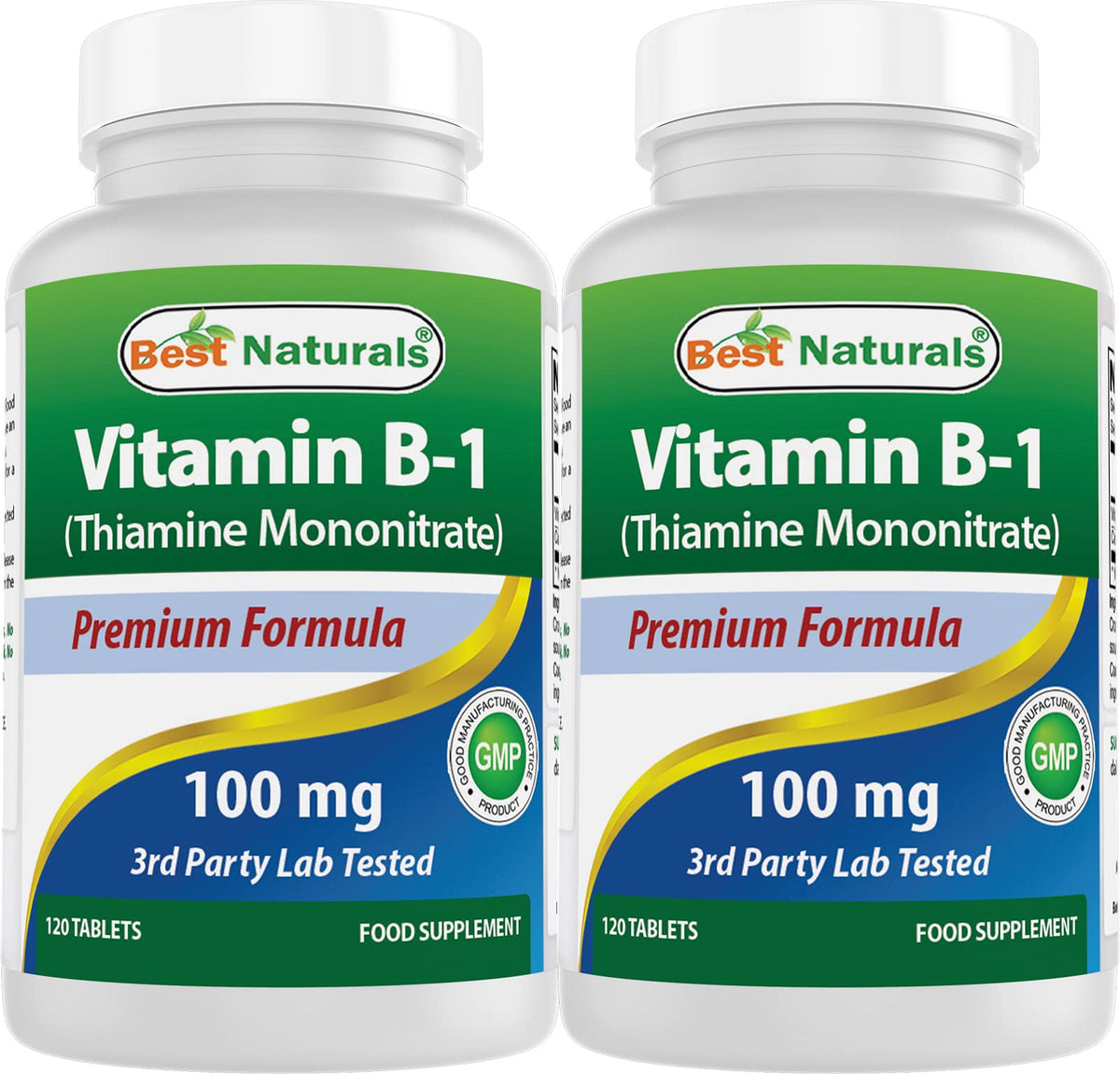 Flacon de Vitamine B1 Best Naturals 100 mg avec 120 tablettes