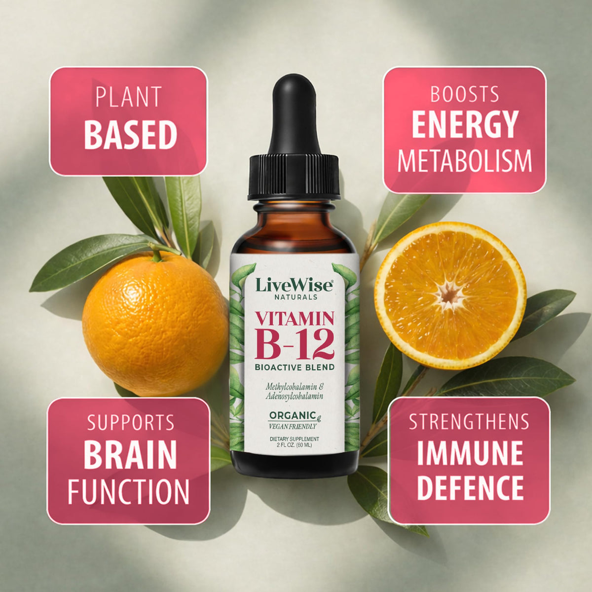 Flacon de vitamine B12 avec dosage de 5 gouttes