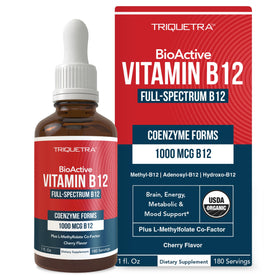Flacon de Vitamine B12 BioActive 1000 mcg Triquetra Health vue de face