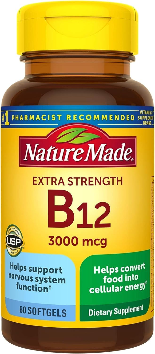 Flacon de Vitamine B12 Extra Forte 3000 mcg de Nature Made, 60 gélules