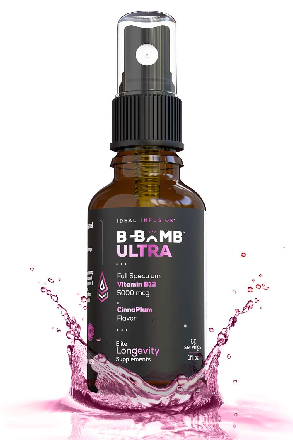 Flacon de vitamine B12 liquide 5000mcg CinnaPlum d'Ideal Infusion