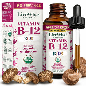 Flacon de Vitamine B12 Liquide Live Wise Naturals pour enfants, 50g