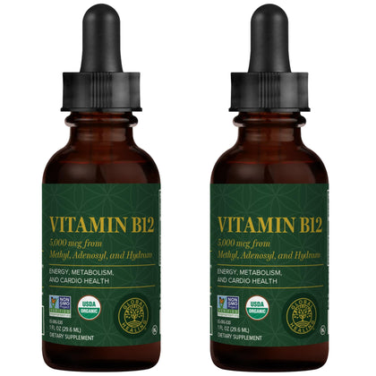 Flacon de vitamine B12 liquide sublingual 5000 mcg Global Healing Center avant